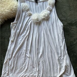 White House Black Market Ruffled White Sleeveless Tank Top